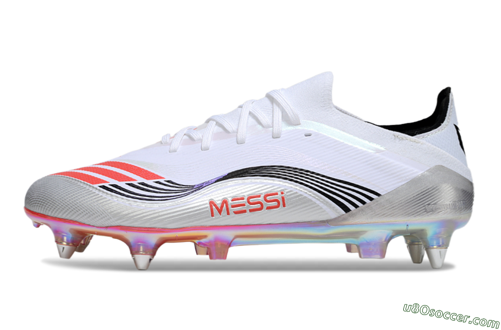 Messi x Adidas F50 Elite SG Soft Ground Soccer Cleats - White/Red/Black 2