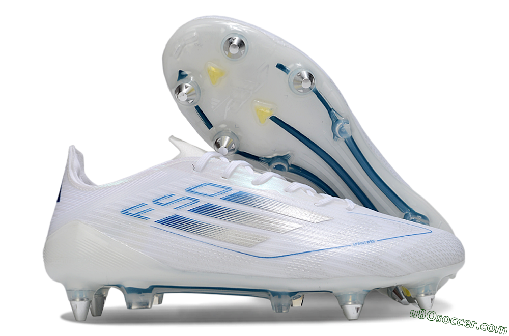 Adidas F50 Elite SG Soft Ground Soccer Cleats - White/Blue/Silver 1