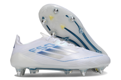 Adidas F50 Elite SG Soft Ground Soccer Cleats - White/Blue/Silver