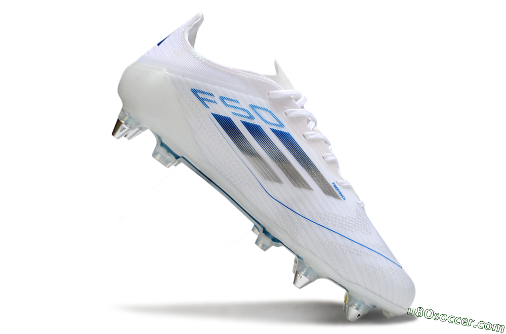 Adidas F50 Elite SG Soft Ground Soccer Cleats - White/Blue/Silver 4
