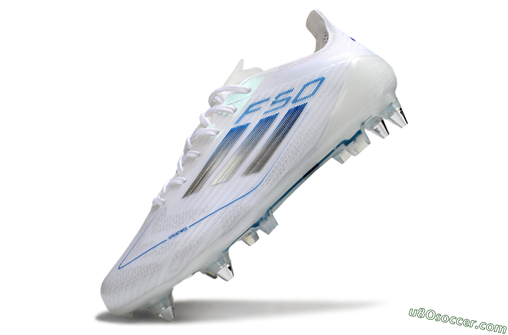 Adidas F50 Elite SG Soft Ground Soccer Cleats - White/Blue/Silver 5