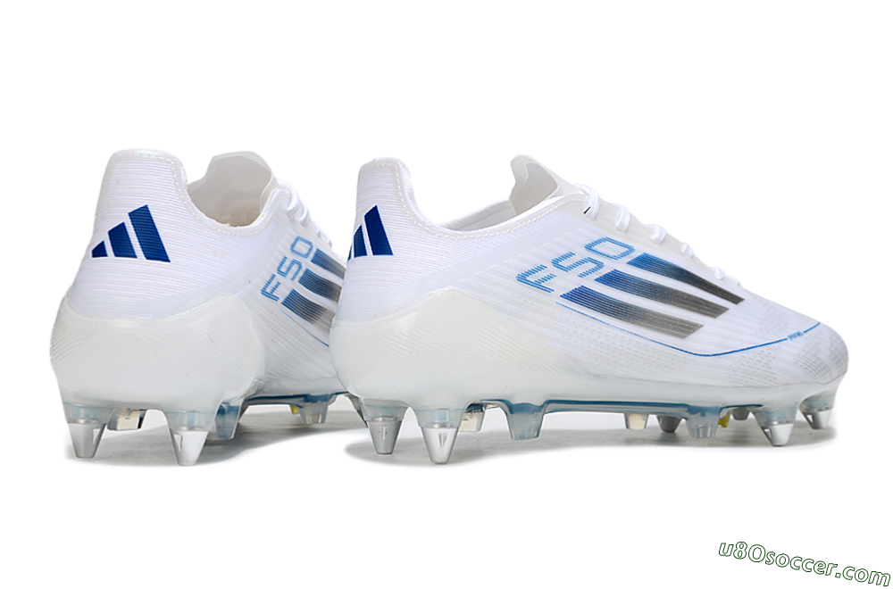 Adidas F50 Elite SG Soft Ground Soccer Cleats - White/Blue/Silver 6