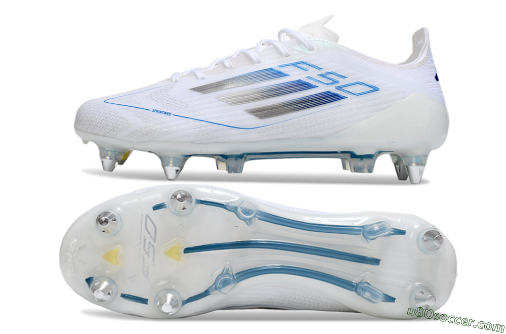 Adidas F50 Elite SG Soft Ground Soccer Cleats - White/Blue/Silver 0