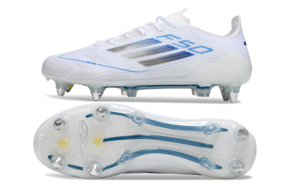 Adidas F50 Elite SG Soft Ground Soccer Cleats - White/Blue/Silver