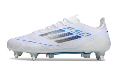 Adidas F50 Elite SG Soft Ground Soccer Cleats - White/Blue/Silver