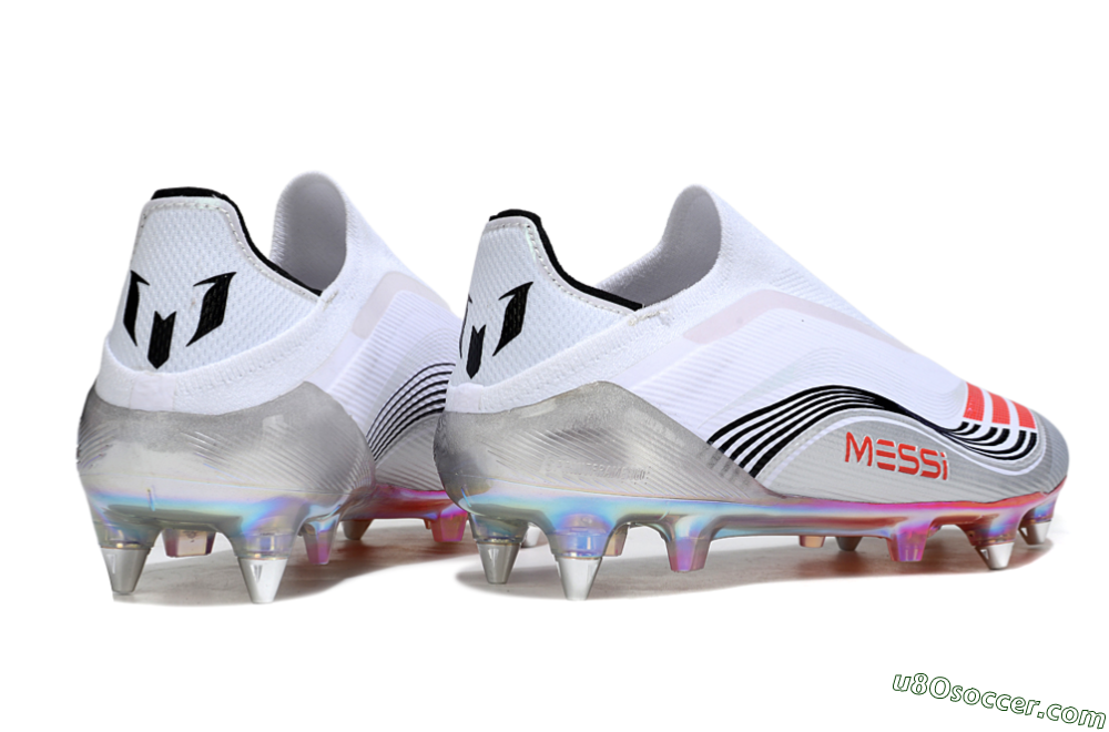 Messi x Adidas F50 Elite Laceless SG Soft Ground Soccer Cleats - White/Red/Black 6