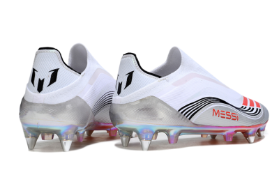Messi x Adidas F50 Elite Laceless SG Soft Ground Soccer Cleats - White/Red/Black