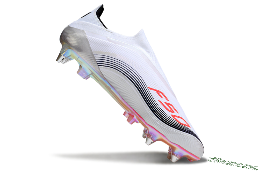 Messi x Adidas F50 Elite Laceless SG Soft Ground Soccer Cleats - White/Red/Black 4