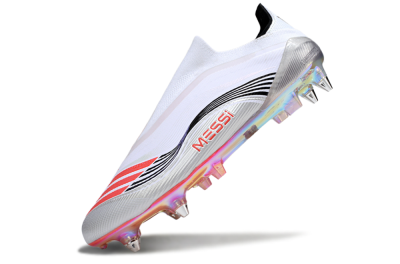 Messi x Adidas F50 Elite Laceless SG Soft Ground Soccer Cleats - White/Red/Black