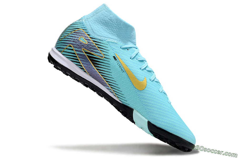 Nike Air Zoom Mercurial Superfly 10 Elite TF Artificial Turf Soccer Shoes - Jade/Gold/Black 4