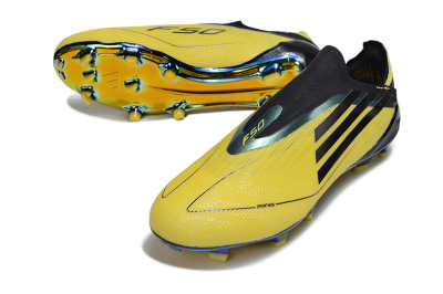 Adidas F50 Elite Laceless FG Firm Ground Soccer Cleats - Yellow/Black/Gold