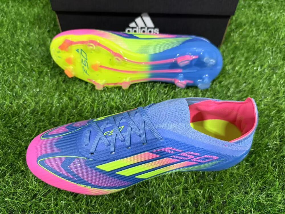 Adidas F50 Elite FG Firm Ground Soccer Cleats - Blue/Yellow/Pink