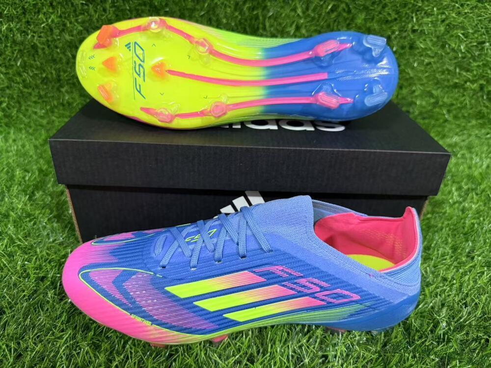 Adidas F50 Elite FG Firm Ground Soccer Cleats - Blue/Yellow/Pink