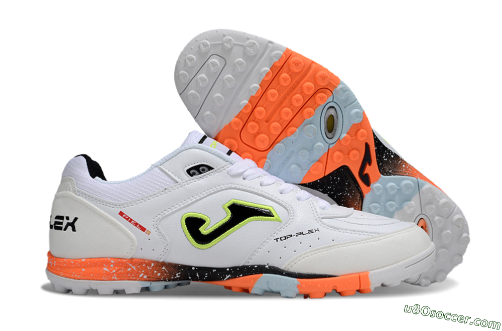 Joma Top Flex TF Artificial Turf Soccer Shoes - White/Black/Yellow 1