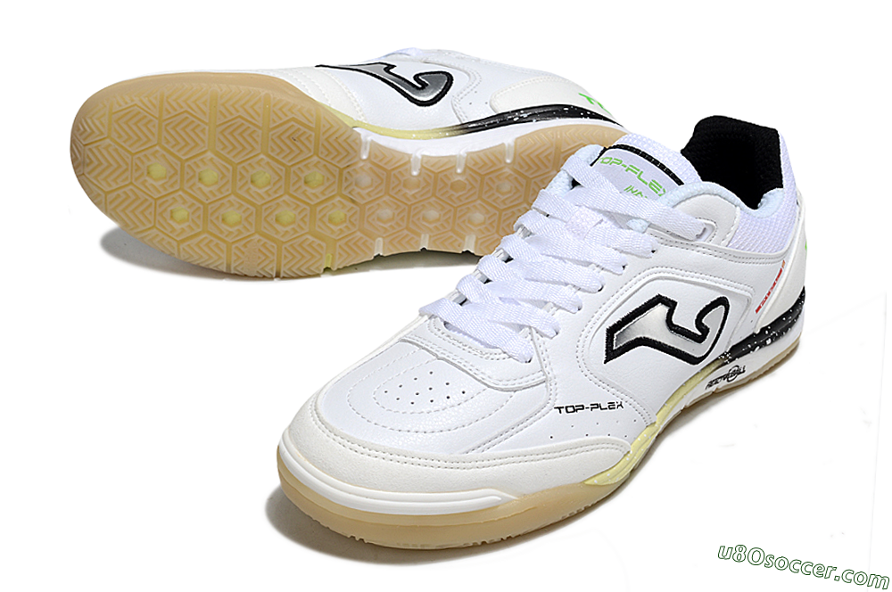 Joma Top Flex IC Indoor & Futsal Soccer Shoes - White/Silver/Black 3