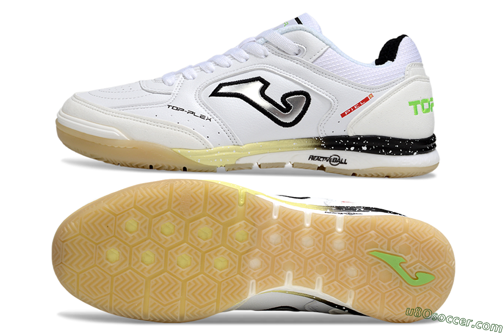 Joma Top Flex IC Indoor & Futsal Soccer Shoes - White/Silver/Black 0
