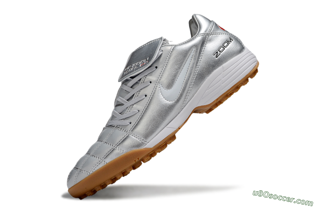 Nike Air Zoom Total 90 III TF Artificial Turf Soccer Shoes - Silver/White/Brown 5