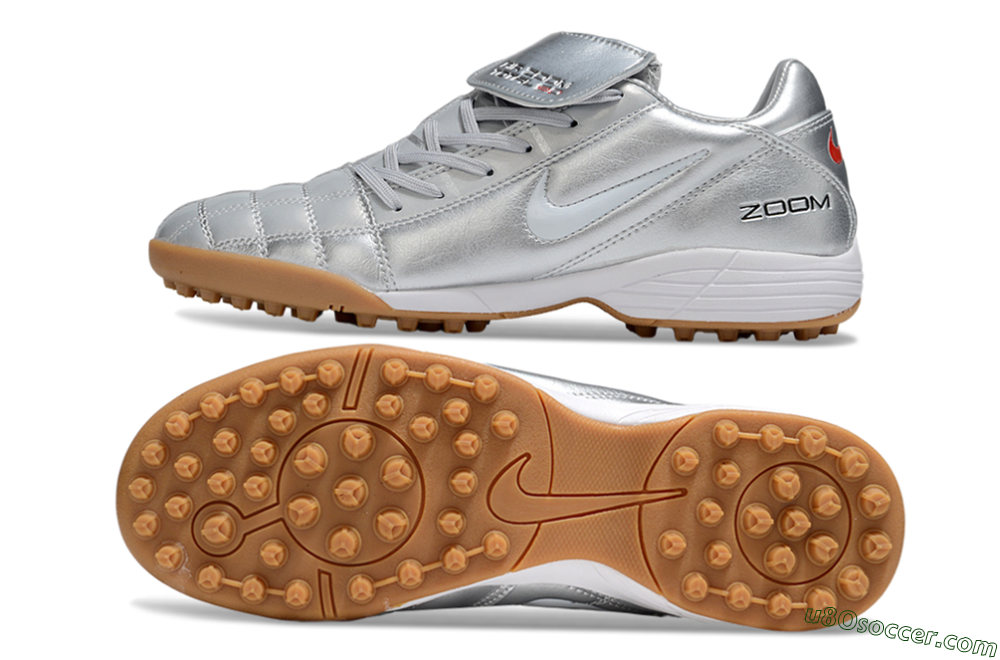 Nike Air Zoom Total 90 III TF Artificial Turf Soccer Shoes - Silver/White/Brown 0