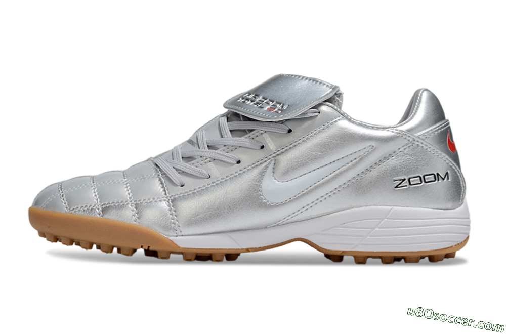 Nike Air Zoom Total 90 III TF Artificial Turf Soccer Shoes - Silver/White/Brown 2