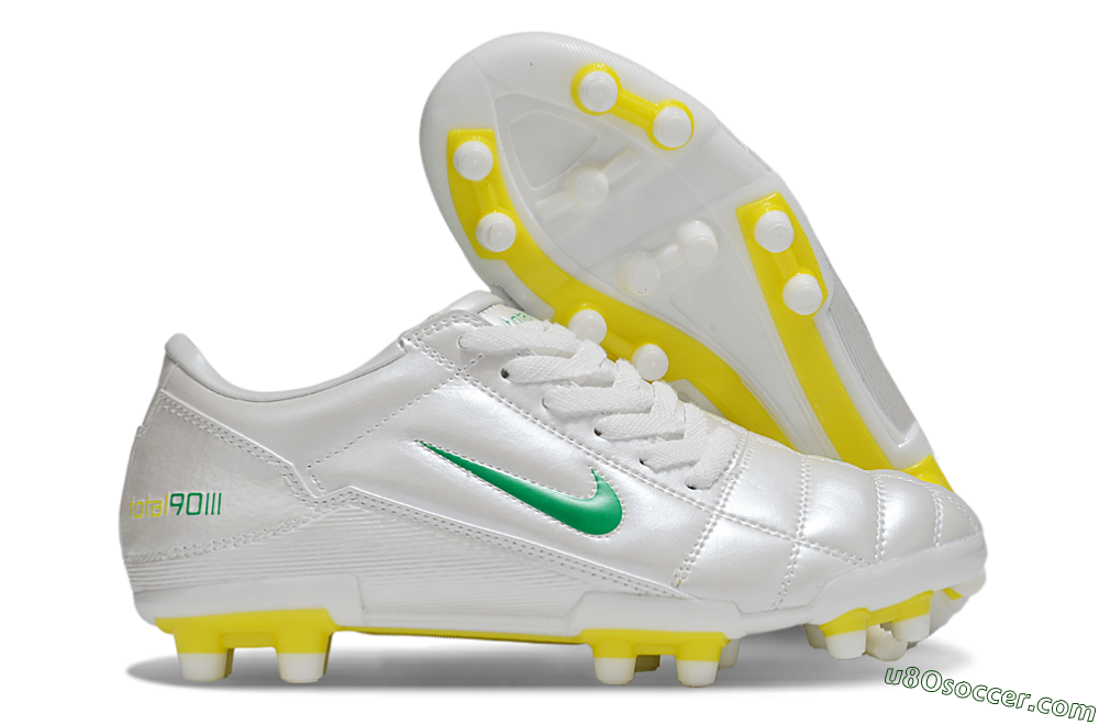 Nike Total 90 III FG Firm Ground Soccer Cleats - White/Green/Yellow 1