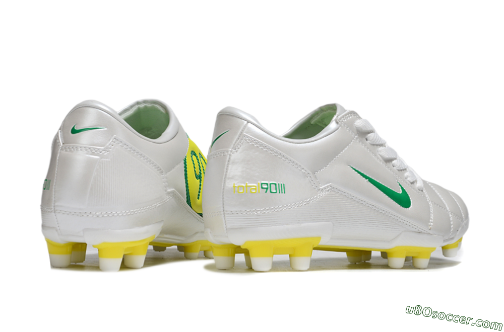 Nike Total 90 III FG Firm Ground Soccer Cleats - White/Green/Yellow 6