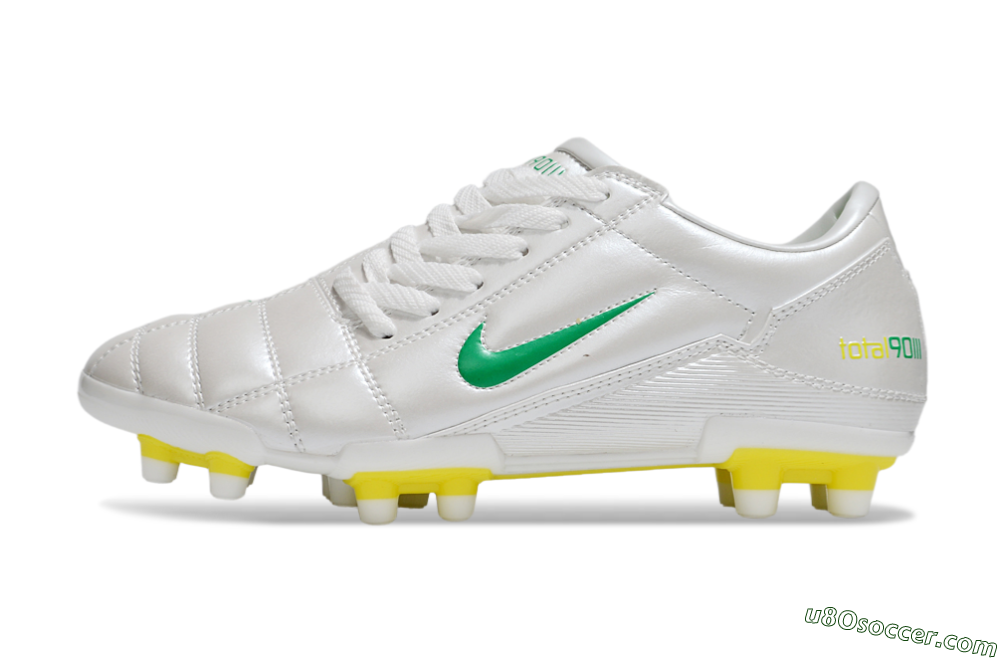 Nike Total 90 III FG Firm Ground Soccer Cleats - White/Green/Yellow 2