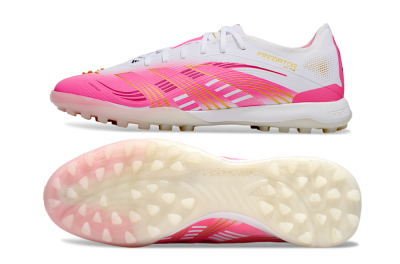 Adidas Predator 25 Elite TF Artificial Turf Soccer Shoes - White/Pink/Gold
