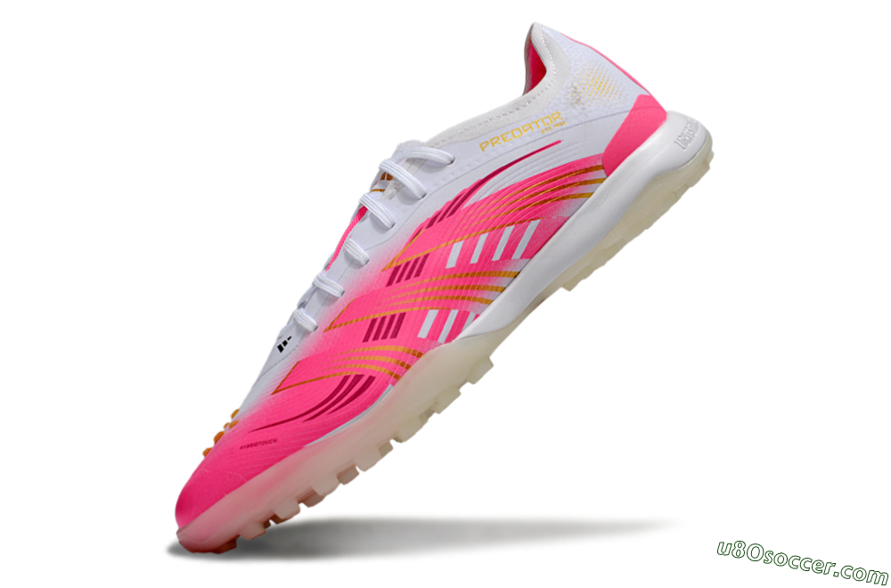 Adidas Predator 25 Elite TF Artificial Turf Soccer Shoes - White/Pink/Gold 5