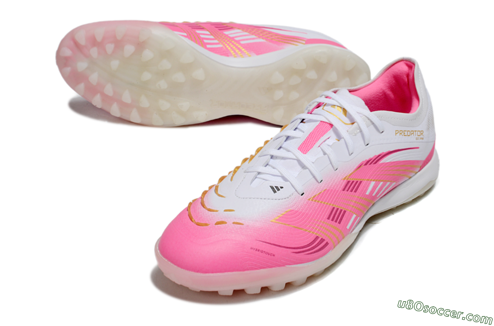 Adidas Predator 25 Elite TF Artificial Turf Soccer Shoes - White/Pink/Gold 3
