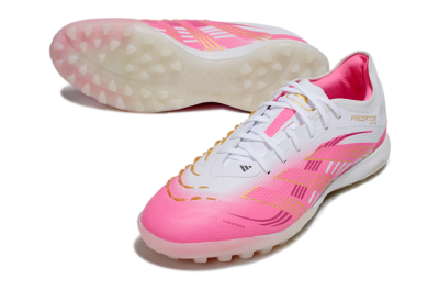 Adidas Predator 25 Elite TF Artificial Turf Soccer Shoes - White/Pink/Gold