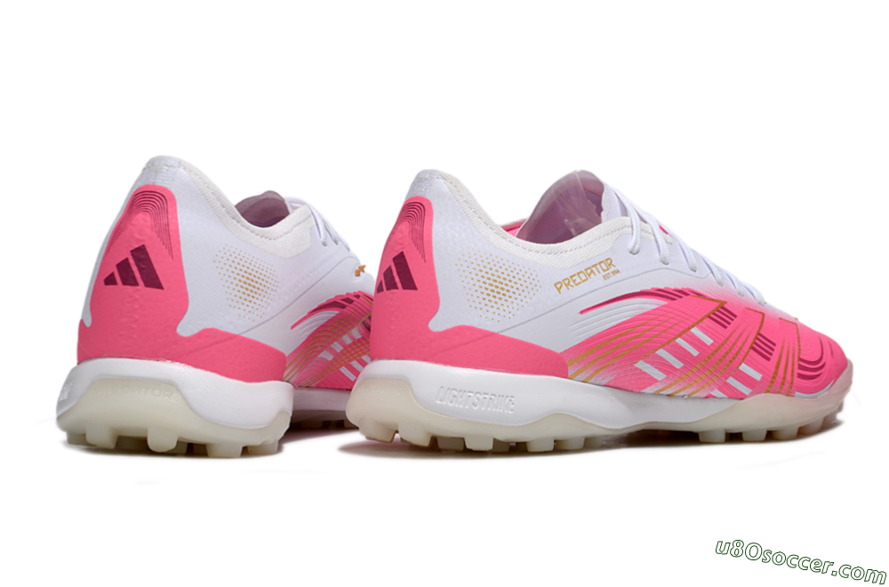 Adidas Predator 25 Elite TF Artificial Turf Soccer Shoes - White/Pink/Gold 6