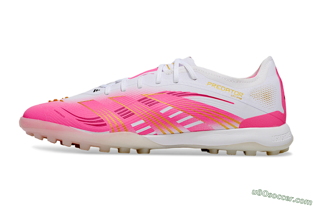 Adidas Predator 25 Elite TF Artificial Turf Soccer Shoes - White/Pink/Gold 2