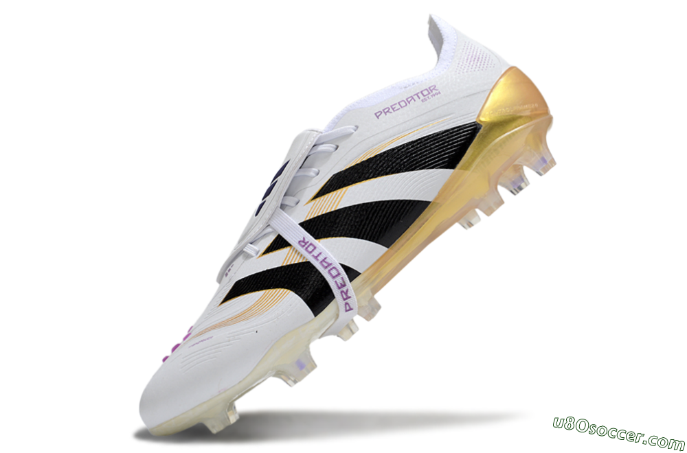 Adidas Predator 25 Elite Foldover Tongue FG Firm Ground Soccer Cleats - White/Black/Gold 4