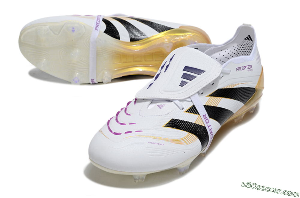 Adidas Predator 25 Elite Foldover Tongue FG Firm Ground Soccer Cleats - White/Black/Gold 2
