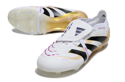 Adidas Predator 25 Elite Foldover Tongue FG Firm Ground Soccer Cleats - White/Black/Gold
