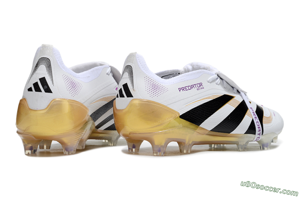 Adidas Predator 25 Elite Foldover Tongue FG Firm Ground Soccer Cleats - White/Black/Gold 5