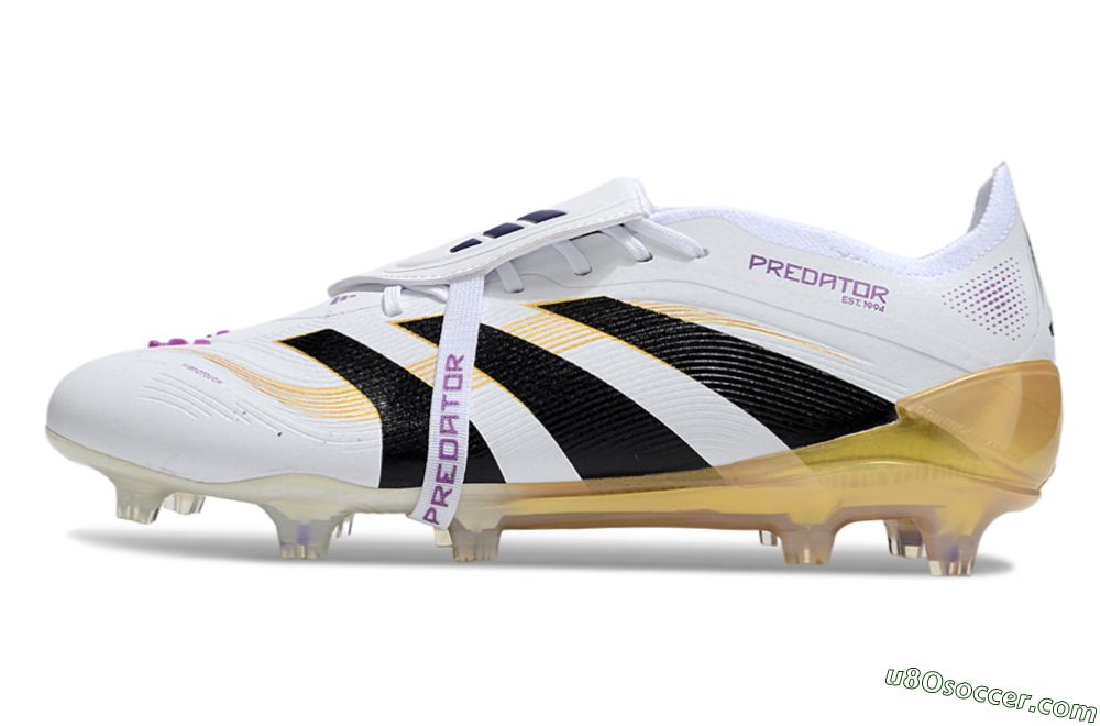 Adidas Predator 25 Elite Foldover Tongue FG Firm Ground Soccer Cleats - White/Black/Gold 1
