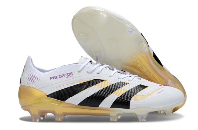 Adidas Predator 25 Elite FG Firm Ground Soccer Cleats - White/Black/Gold