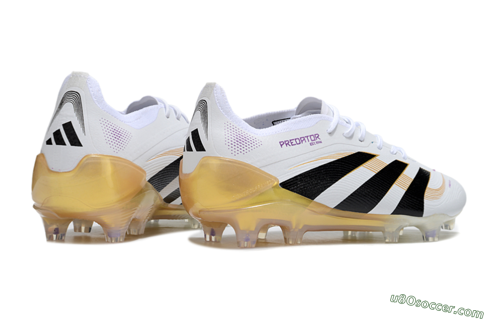 Adidas Predator 25 Elite FG Firm Ground Soccer Cleats - White/Black/Gold 6