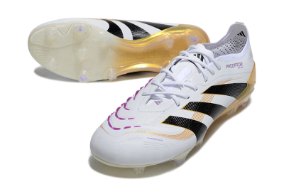 Adidas Predator 25 Elite FG Firm Ground Soccer Cleats - White/Black/Gold