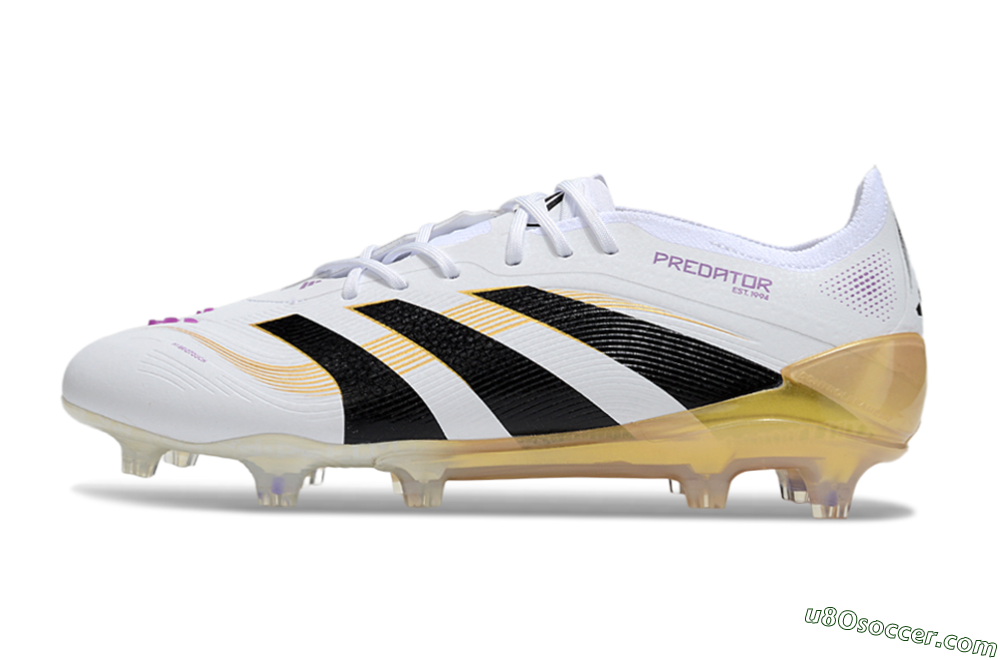 Adidas Predator 25 Elite FG Firm Ground Soccer Cleats - White/Black/Gold 2