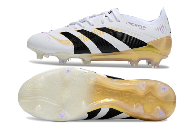 Adidas Predator 25 Elite FG Firm Ground Soccer Cleats - White/Black/Gold