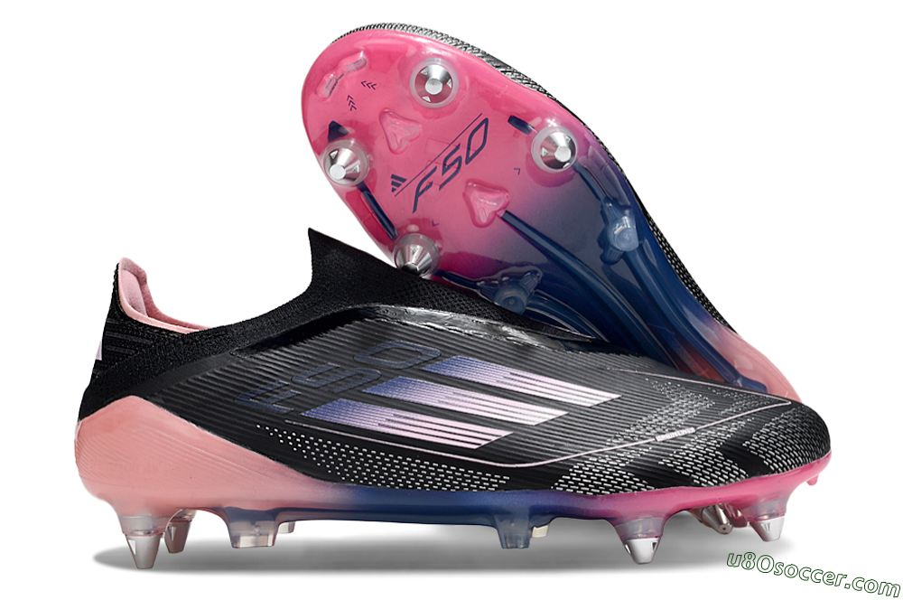 Adidas F50 Elite Laceless SG Soft Ground Soccer Cleats - Black/Blue/Pink 1