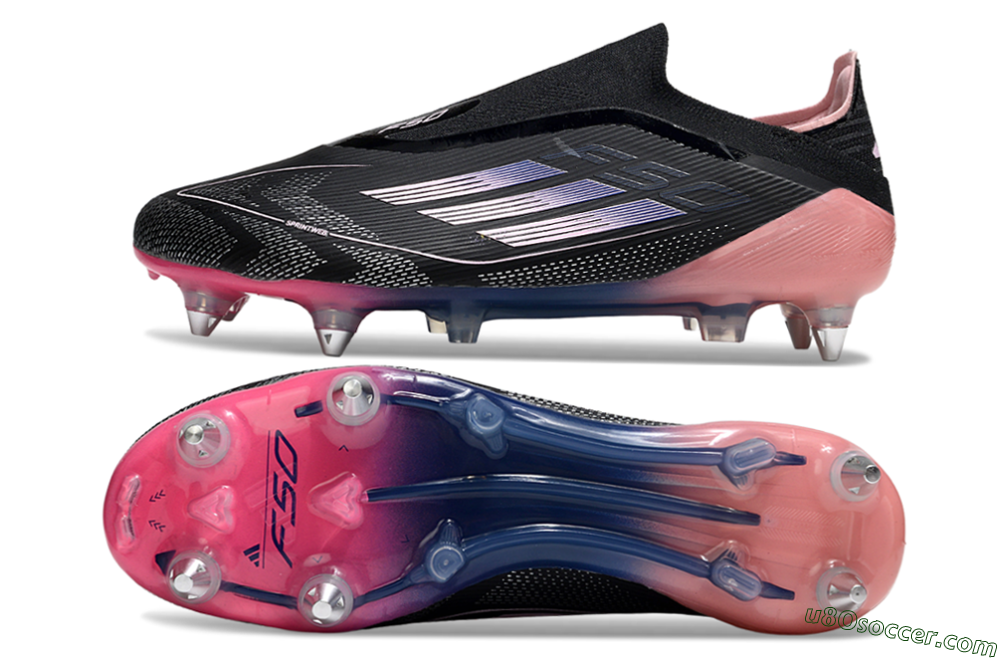 Adidas F50 Elite Laceless SG Soft Ground Soccer Cleats - Black/Blue/Pink 0