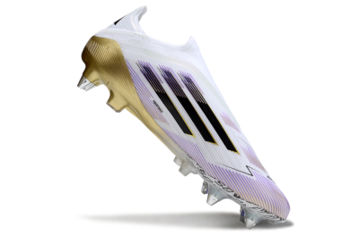 Adidas F50 Elite Laceless SG Soft Ground Soccer Cleats - White/Purple/Gold