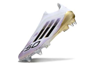 Adidas F50 Elite Laceless SG Soft Ground Soccer Cleats - White/Purple/Gold