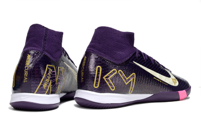 KM x Nike Air Zoom Mercurial Superfly 10 Elite IC Indoor & Futsal Soccer Shoes - Purple/White/Gold