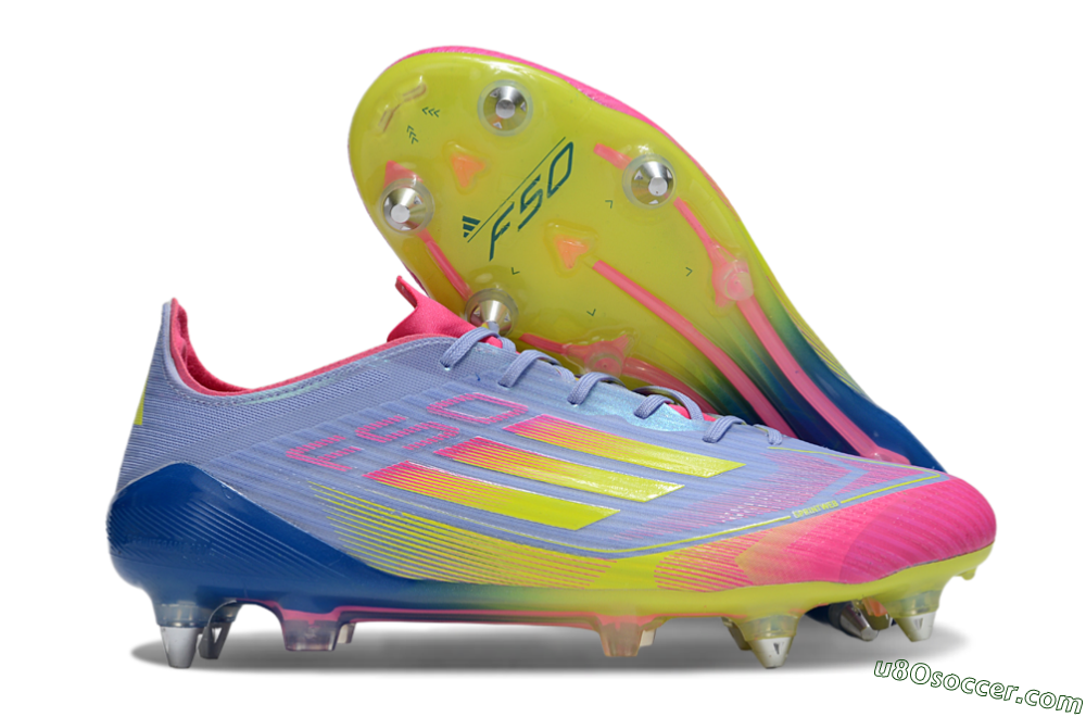 Adidas F50 Elite SG Soft Ground Soccer Cleats - Blue/Yellow/Pink 1