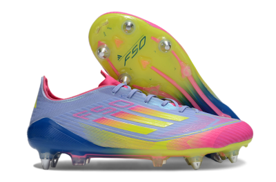 Adidas F50 Elite SG Soft Ground Soccer Cleats - Blue/Yellow/Pink