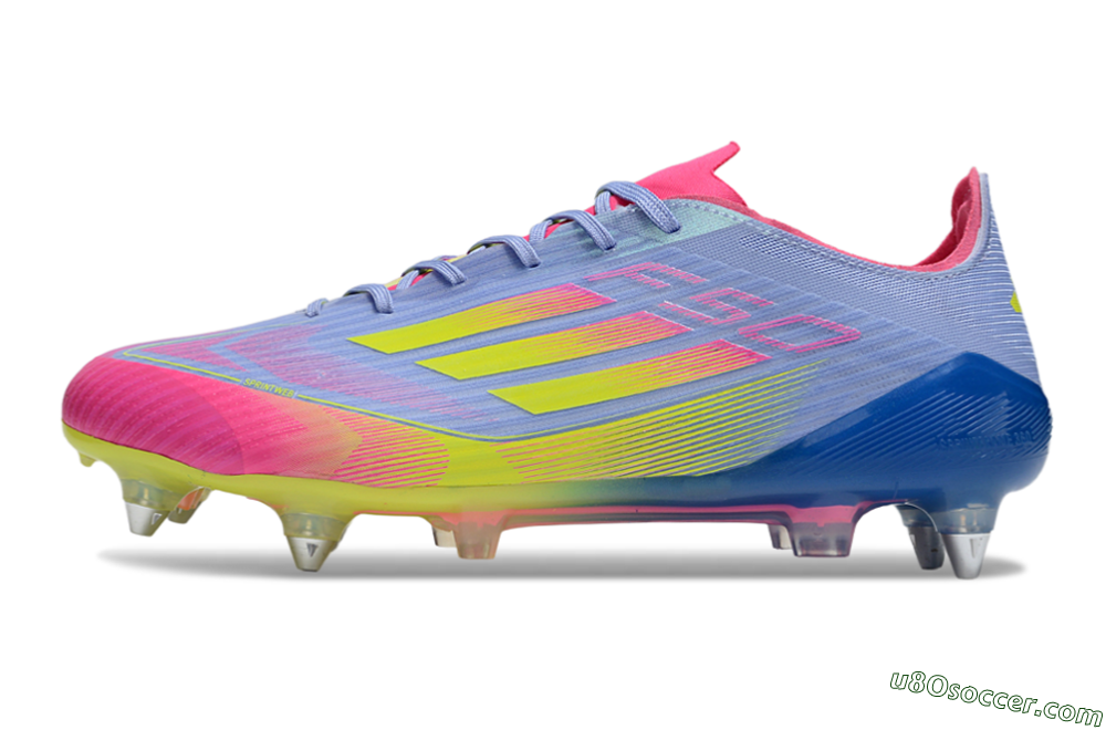 Adidas F50 Elite SG Soft Ground Soccer Cleats - Blue/Yellow/Pink 2